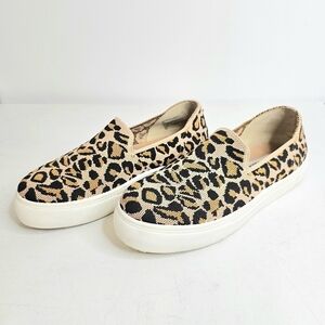 Steve Madden Women's Size 9.5 Knit Leopard Print Slip On Platform Sneaker Shoes